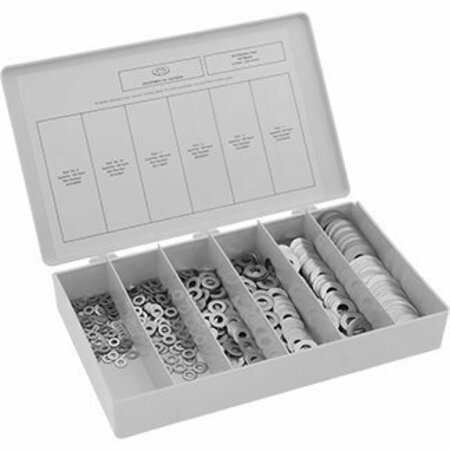 BSC PREFERRED Washer Assortment for Inches with 550 Pieces 18-8 Stainless Steel 92075A206
